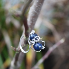 Dark Blue Marcasite & Twirly Silver Ring