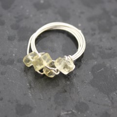 Lemon Topaz Rondelles & Wrapped Silver Ring