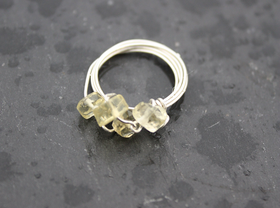 Lemon Topaz Rondelles & Wrapped Silver Ring