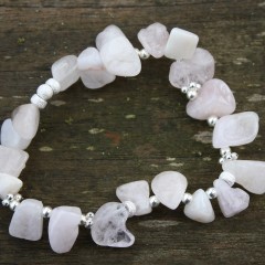 Pale Pink Morganite Nugget & Silver Bracelet